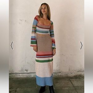 VRG GRL Work Of Art Crochet Maxi Dress // Multi